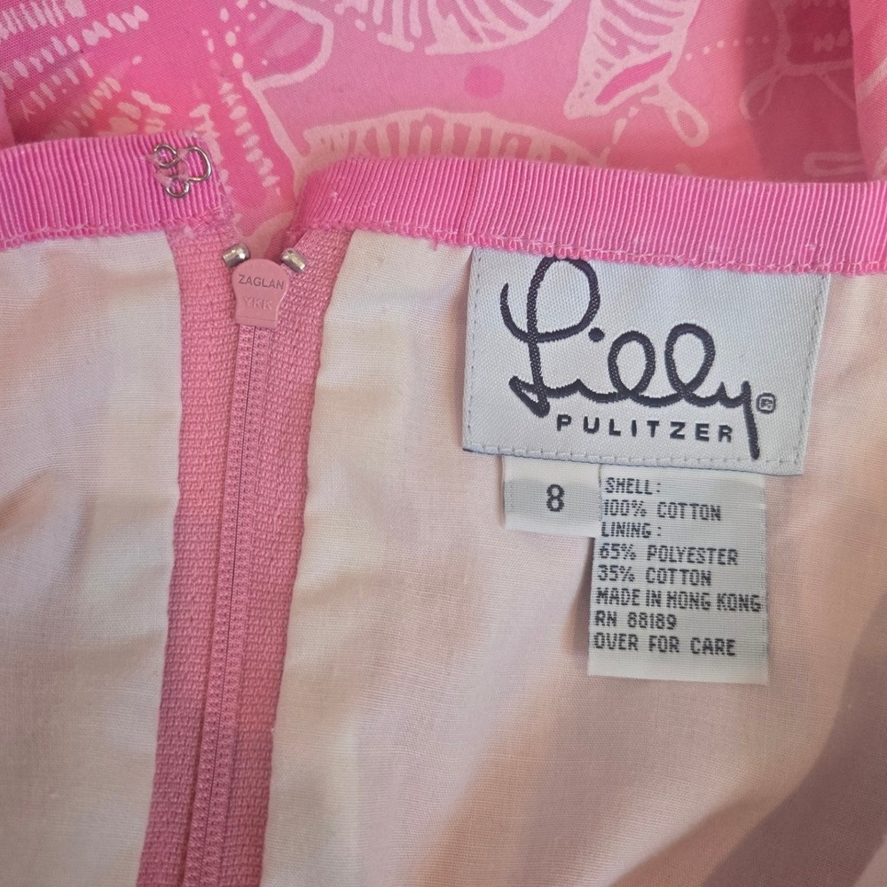 Vintage Lilly Pulitzer Mini Skirt Pink Seashell Coastal Topical Preppy Summer 8 - Picture 3 of 3